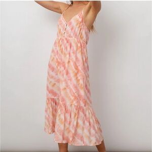 RAILS Delilah Sunset Tie Dye Midi Dress Size S‎ Pink Sundress Flowy Boho Casual